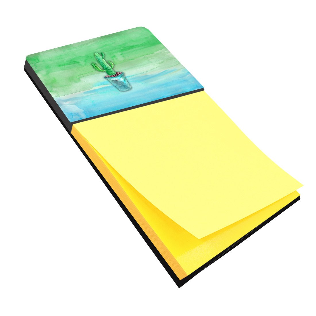 Cactus Teal and Green Watercolor Watercolor Sticky Note Holder Refillable Dispenser Desk Accessory 3x3 Pad Gift
