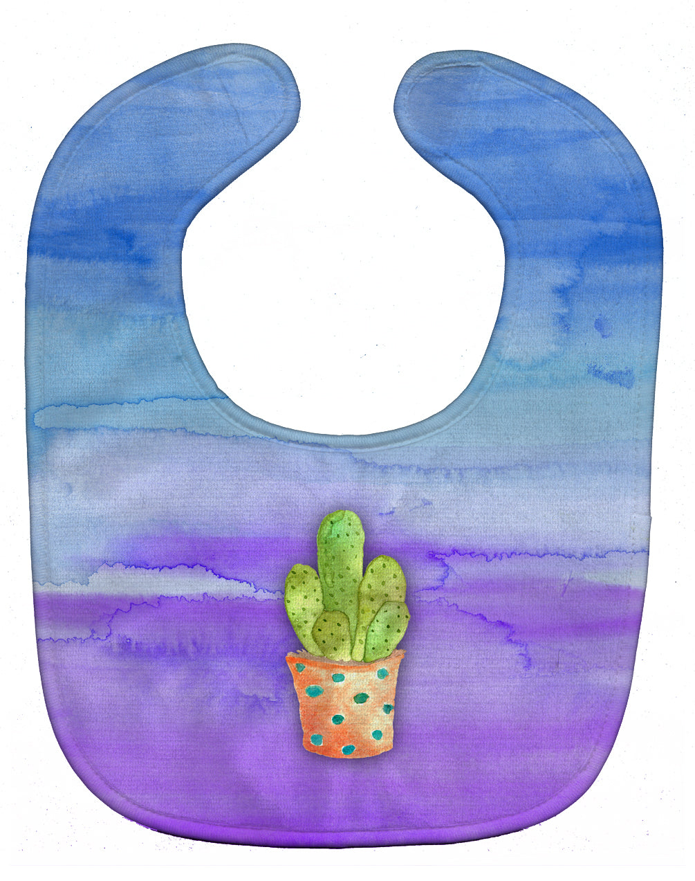 Cactus Blue and Purple Watercolor Baby Bib Easy-Clean Baby Bib Baby Feeding Accessory Baby Mealtime Essential, 10 x 13, Multicolor