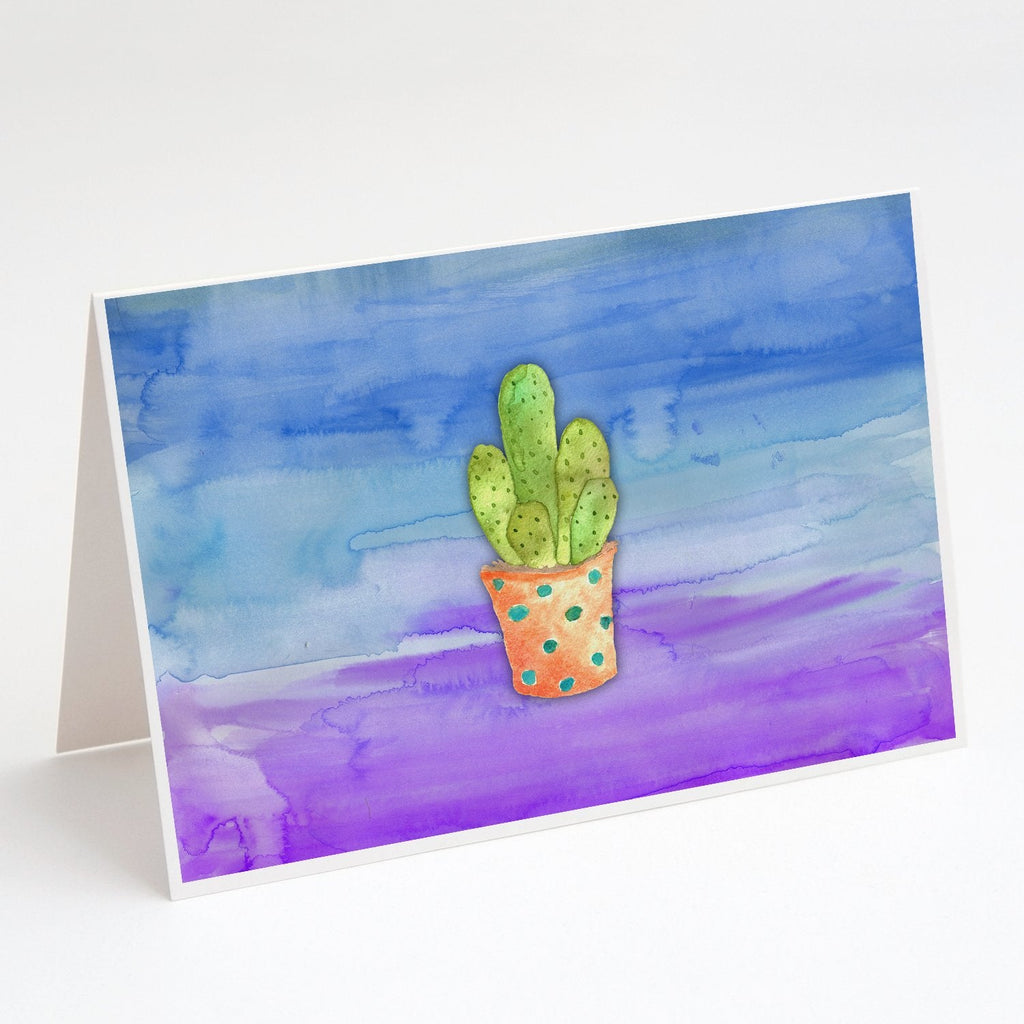 Cactus Blue and Purple Watercolor Greeting Cards Pack of 8 Blank Cards with Envelopes Whimsical A7 Size 5x7