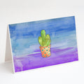 Cactus Blue and Purple Watercolor Greeting Cards Pack of 8 Blank Cards with Envelopes Whimsical A7 Size 5x7