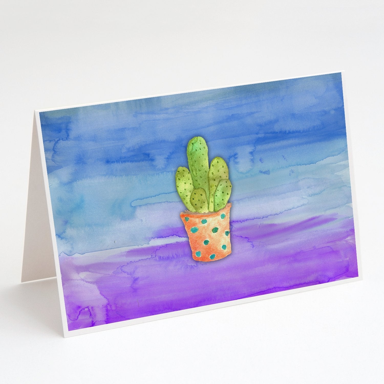 Cactus Blue and Purple Watercolor Greeting Cards Pack of 8 Blank Cards with Envelopes Whimsical A7 Size 5x7