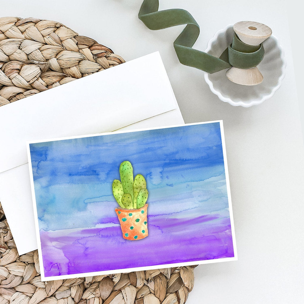 Cactus Blue and Purple Watercolor Greeting Cards Pack of 8 Blank Cards with Envelopes Whimsical A7 Size 5x7
