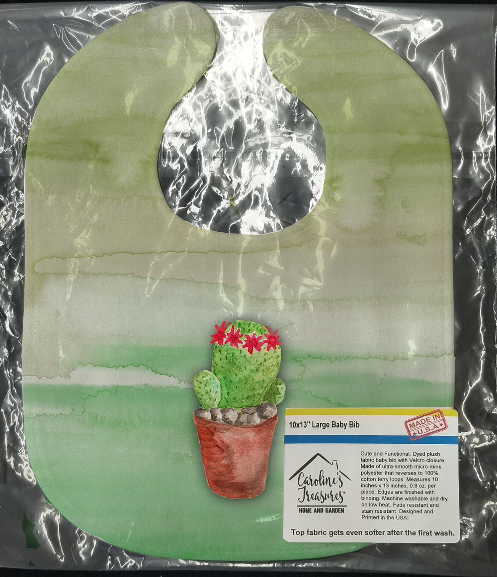 Cactus Green Watercolor Baby Bib Easy-Clean Baby Bib Baby Feeding Accessory Baby Mealtime Essential, 10 x 13, Multicolor