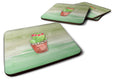 Cactus Green Watercolor Foam Coasters Set of 4 Cup Coasters for Indoor Outdoor, Tabletop Protection, Anti Slip, Mouse pad Material