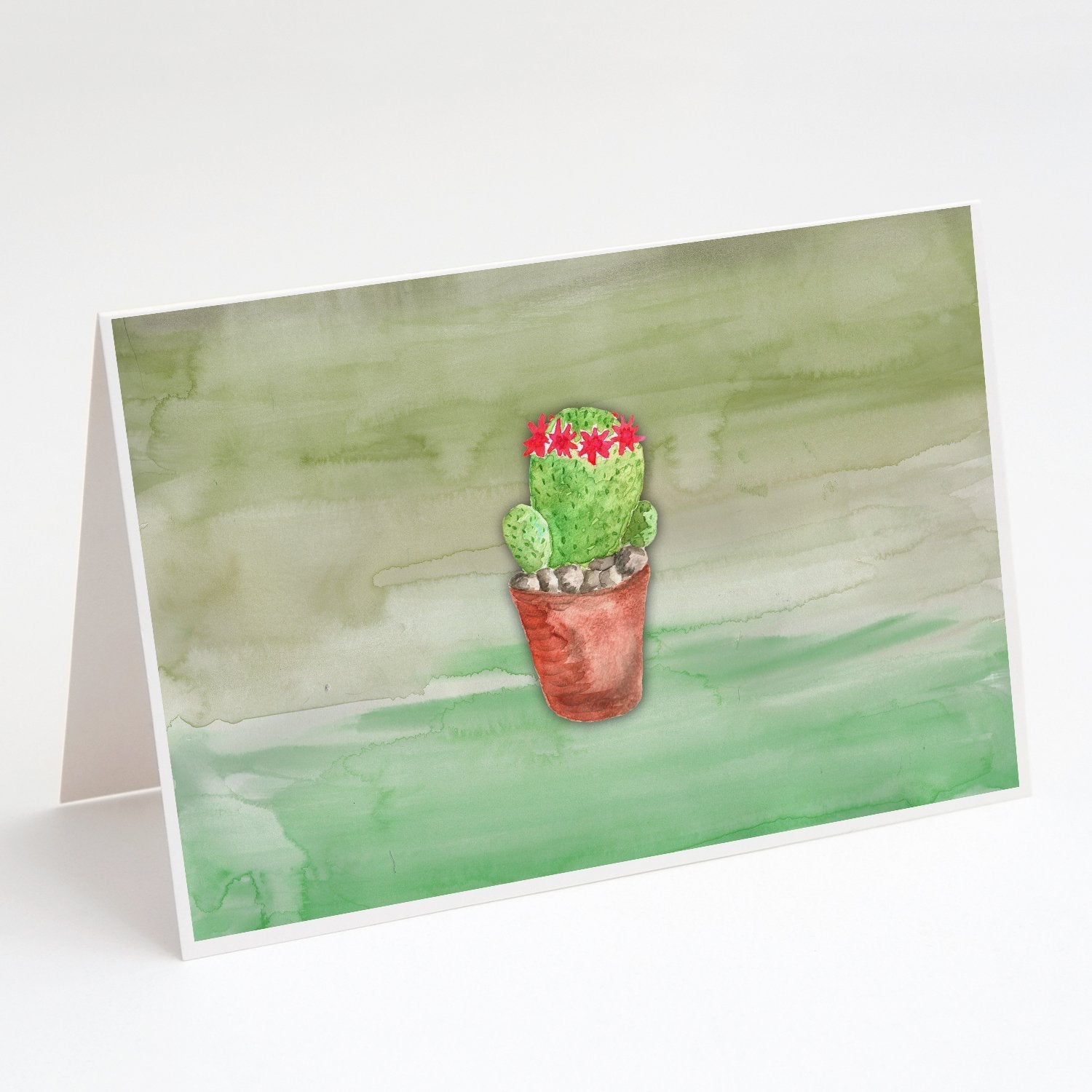 Cactus Green Watercolor Greeting Cards Pack of 8 Blank Cards with Envelopes Whimsical A7 Size 5x7