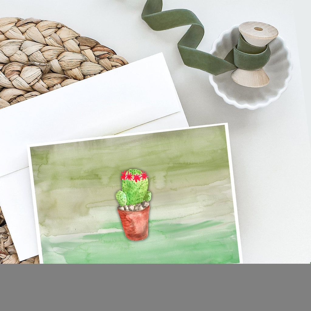 Cactus Green Watercolor Greeting Cards Pack of 8 Blank Cards with Envelopes Whimsical A7 Size 5x7