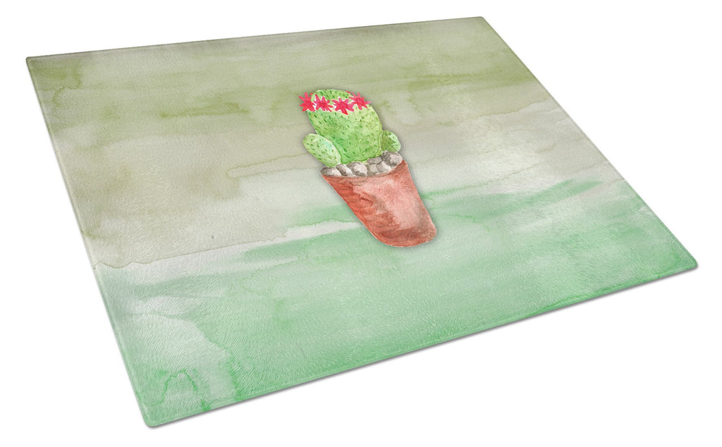 Cactus Green Watercolor Cutting Board Tempered Glass Kitchen Cutting Surface, Heat Resistant Chopping, Non-Slip Feet, Food Prep & Serving