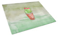 Cactus Green Watercolor Cutting Board Tempered Glass Kitchen Cutting Surface, Heat Resistant Chopping, Non-Slip Feet, Food Prep & Serving