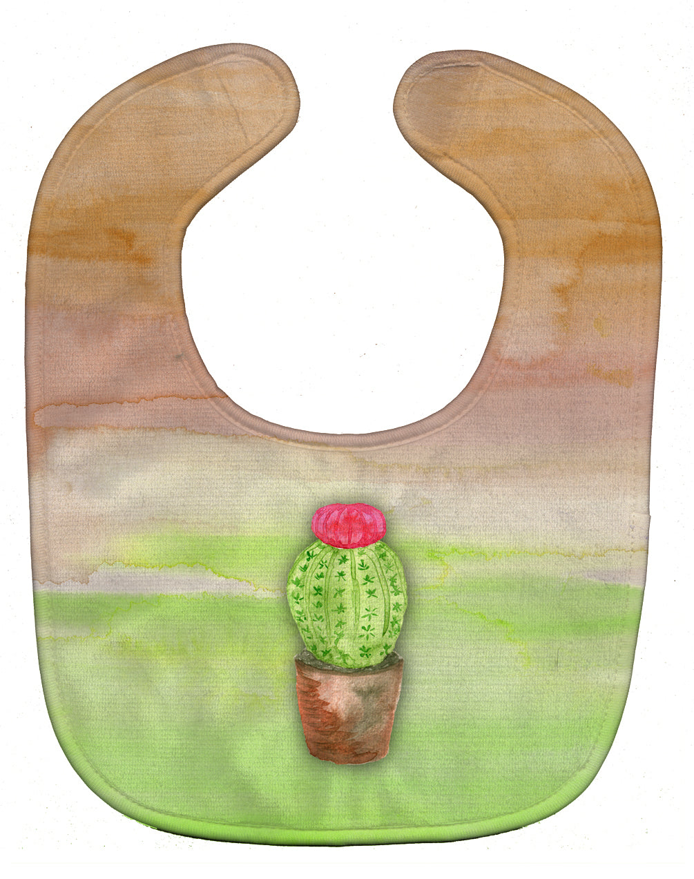 Cactus Green and Brown Watercolor Baby Bib Easy-Clean Baby Bib Baby Feeding Accessory Baby Mealtime Essential, 10 x 13, Multicolor