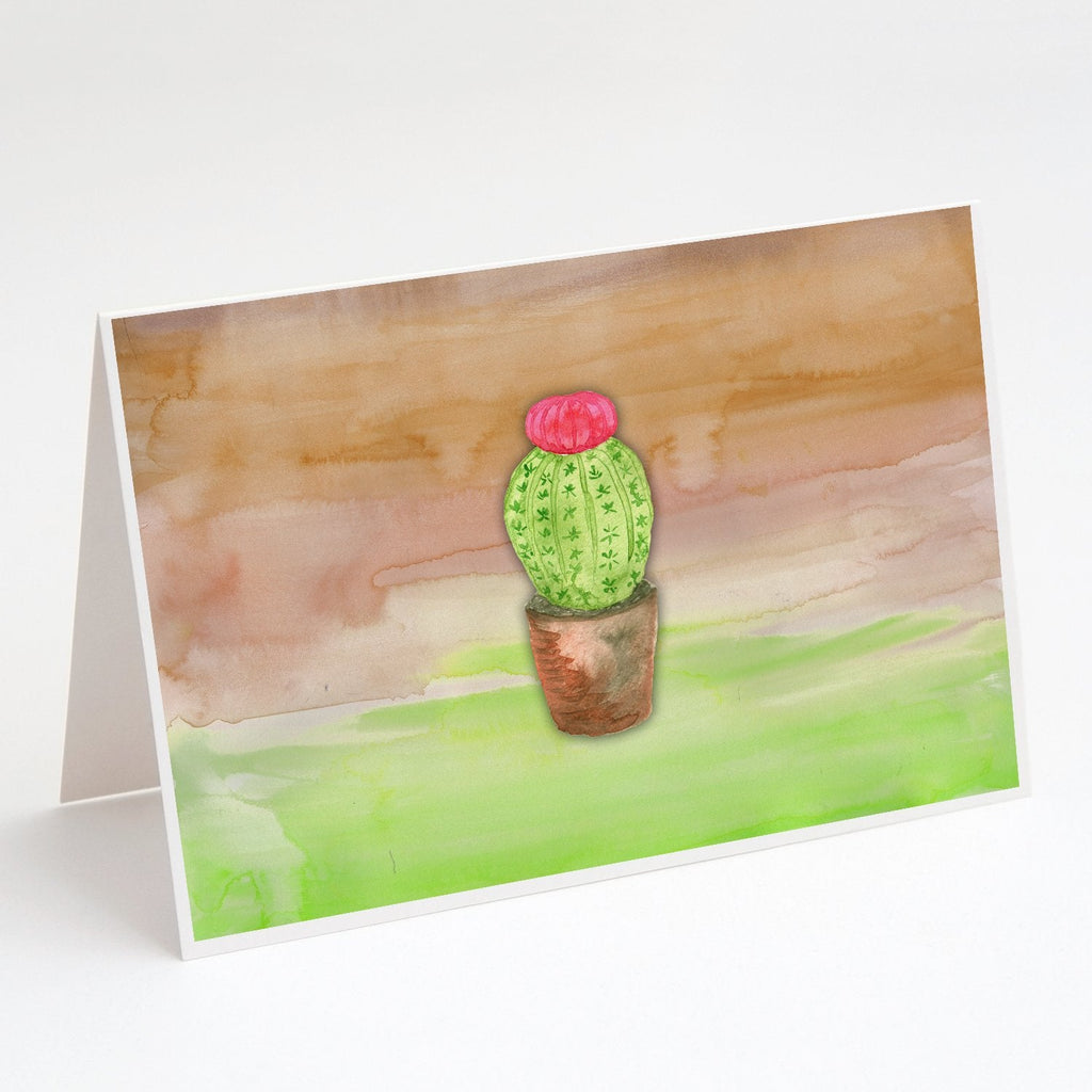 Cactus Green and Brown Watercolor Greeting Cards Pack of 8 Blank Cards with Envelopes Whimsical A7 Size 5x7