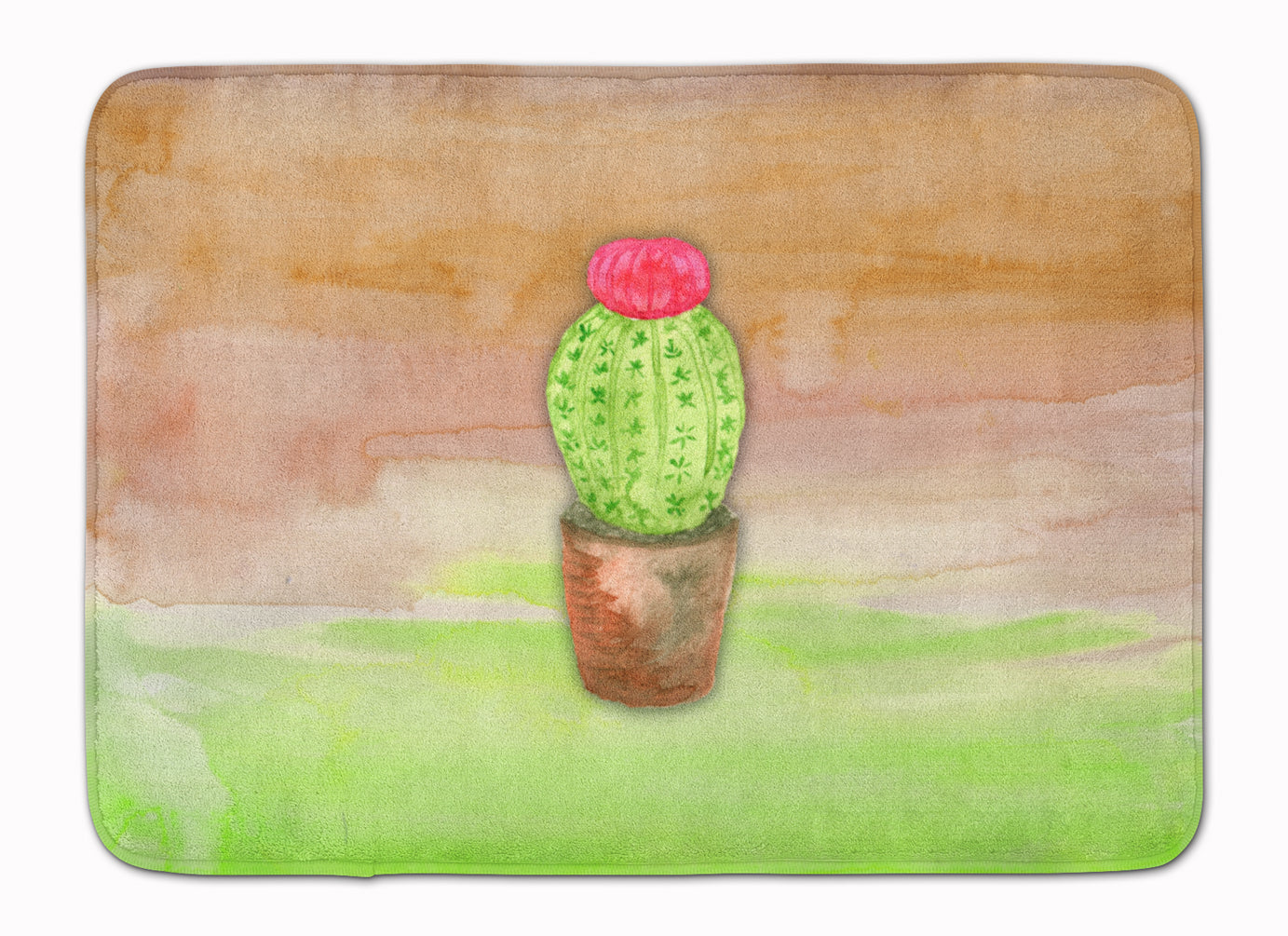 Cactus Green and Brown Watercolor Memory Foam Kitchen Mat Machine Washable Anti-Fatigue Cushion Comfort Bath or Kitchen Rug