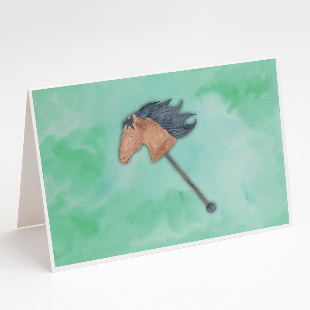 Stick Horse Watercolor Greeting Cards Pack of 8 Blank Cards with Envelopes Whimsical A7 Size 5x7