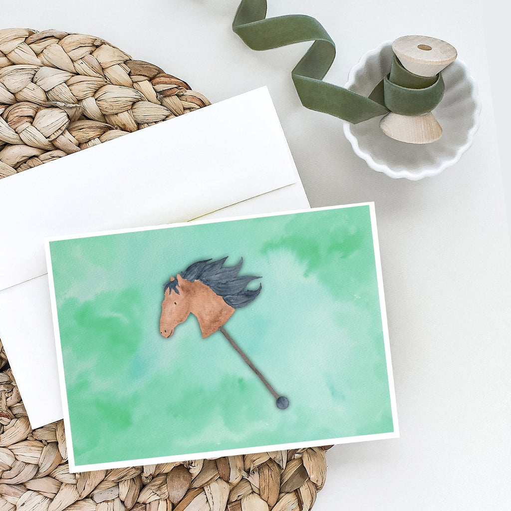 Stick Horse Watercolor Greeting Cards Pack of 8 Blank Cards with Envelopes Whimsical A7 Size 5x7