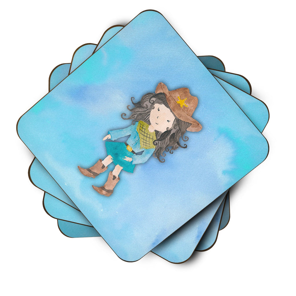 Cowgirl Watercolor Foam Coasters Set of 4 Cup Coasters for Indoor Outdoor, Tabletop Protection, Anti Slip, Mouse pad Material