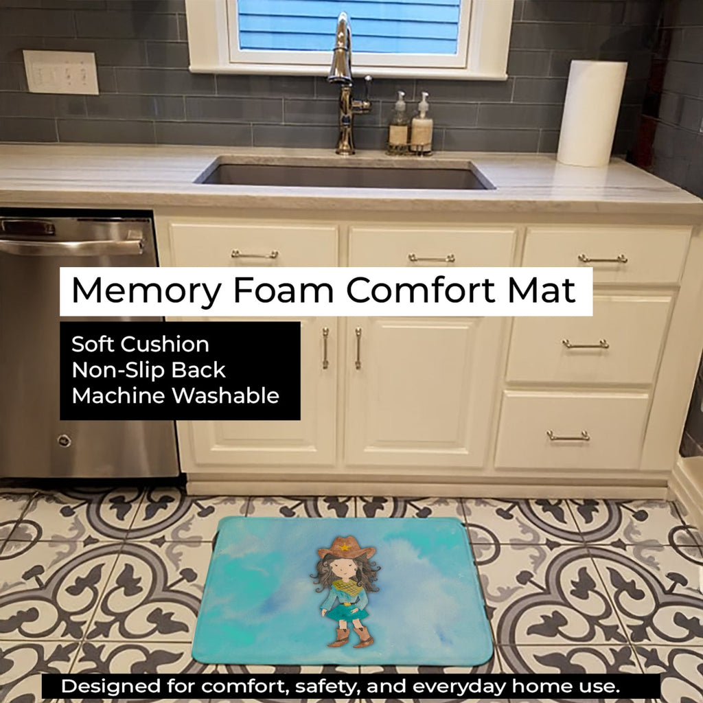 Cowgirl Watercolor Memory Foam Kitchen Mat Machine Washable Anti-Fatigue Cushion Comfort Bath or Kitchen Rug