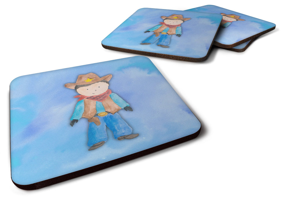 Cowboy Watercolor Foam Coasters Set of 4 Cup Coasters for Indoor Outdoor, Tabletop Protection, Anti Slip, Mouse pad Material