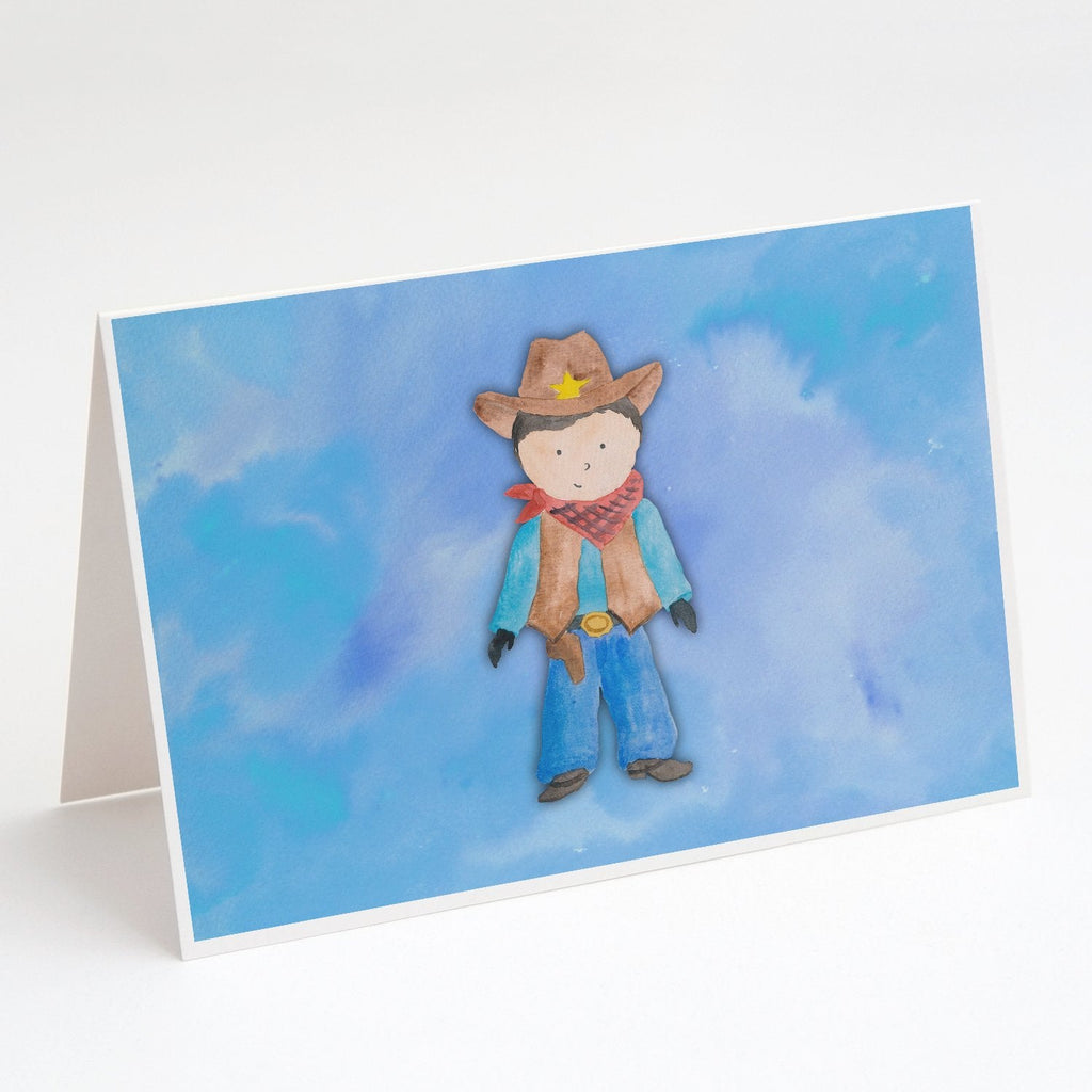 Cowboy Watercolor Greeting Cards Pack of 8 Blank Cards with Envelopes Whimsical A7 Size 5x7