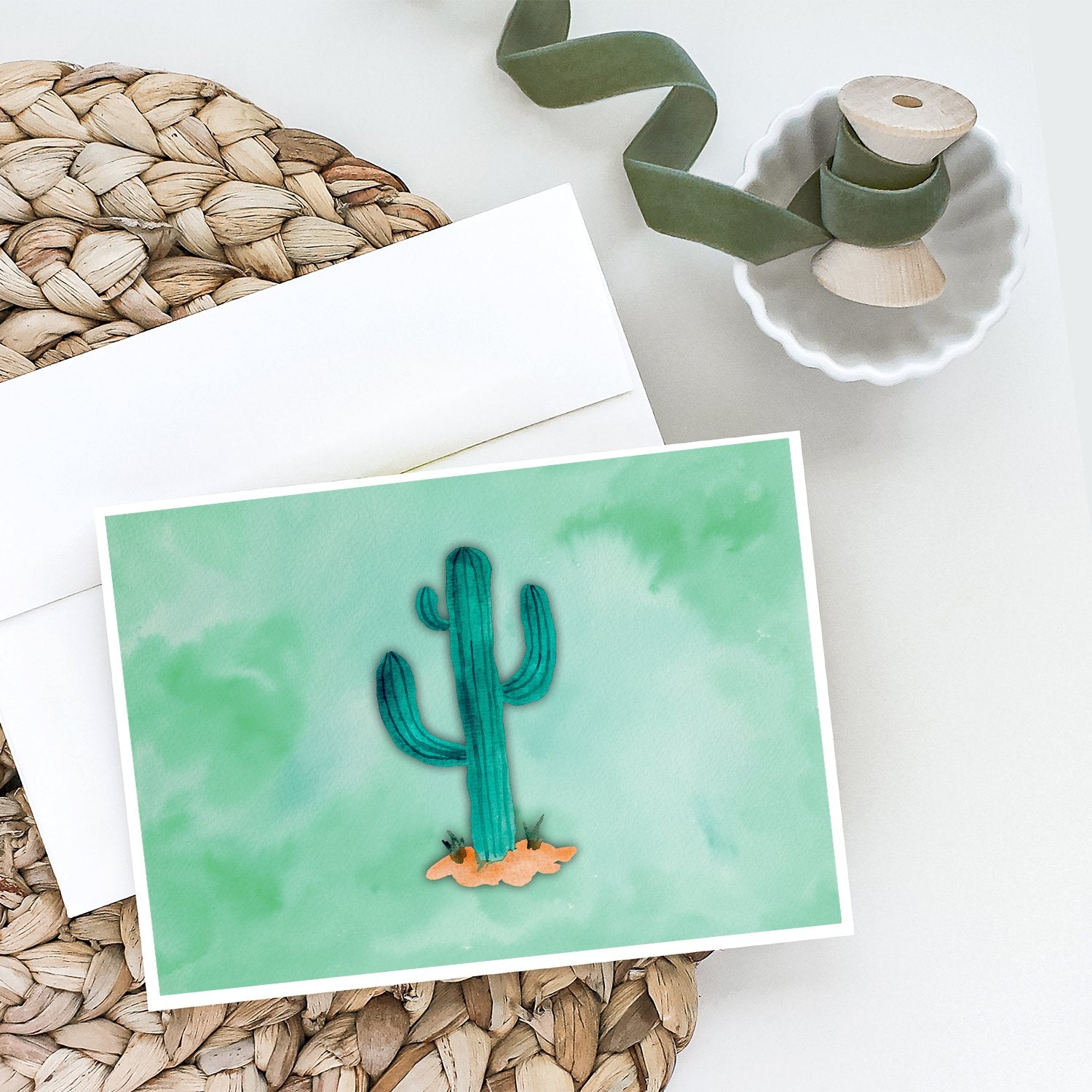 Western Cactus Watercolor Greeting Cards Pack of 8 Blank Cards with Envelopes Whimsical A7 Size 5x7