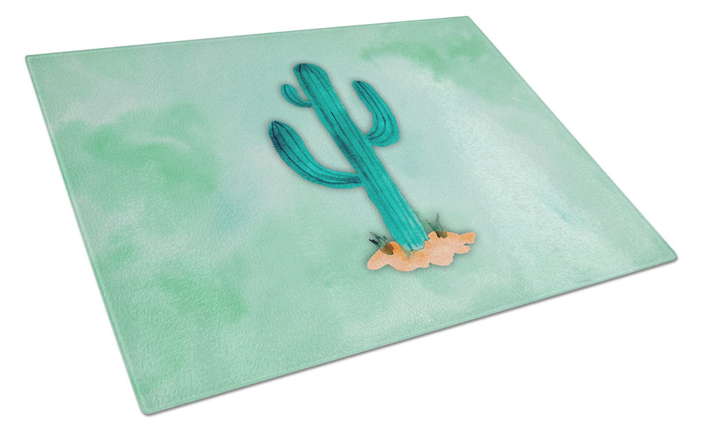 Western Cactus Watercolor Cutting Board Tempered Glass Kitchen Cutting Surface, Heat Resistant Chopping, Non-Slip Feet, Food Prep & Serving