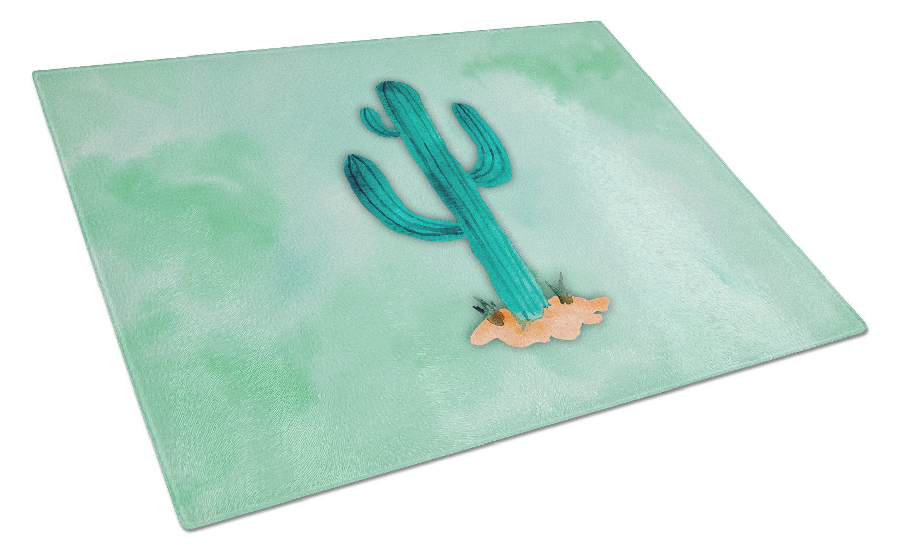 Western Cactus Watercolor Cutting Board Tempered Glass Kitchen Cutting Surface, Heat Resistant Chopping, Non-Slip Feet, Food Prep & Serving