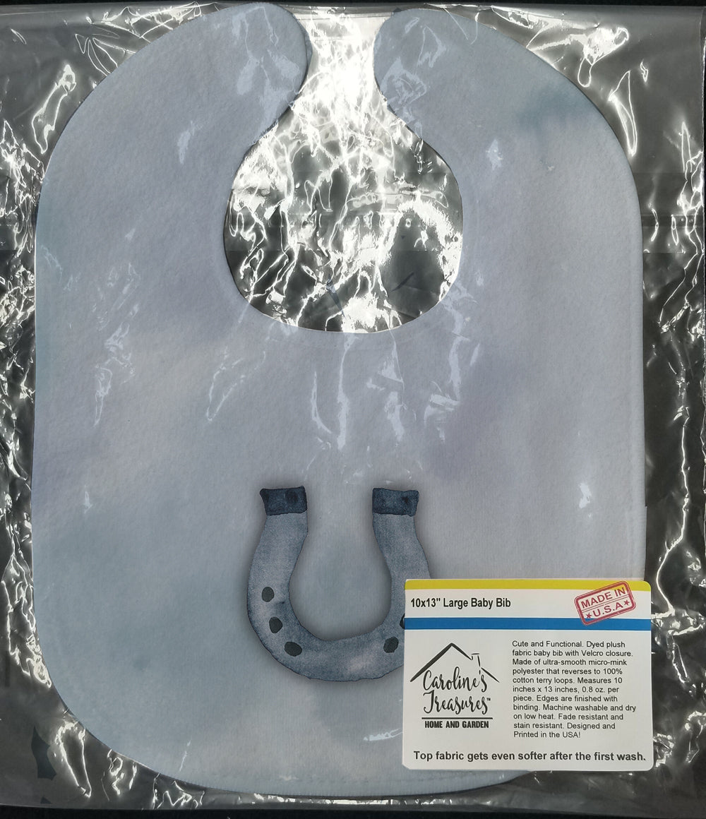 Horseshoe Watercolor Baby Bib Easy-Clean Baby Bib Baby Feeding Accessory Baby Mealtime Essential, 10 x 13, Multicolor