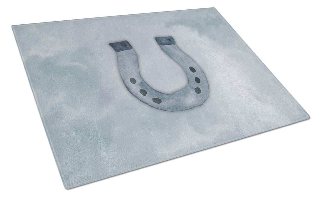 Horseshoe Watercolor Cutting Board Tempered Glass Kitchen Cutting Surface, Heat Resistant Chopping, Non-Slip Feet, Food Prep & Serving