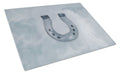 Horseshoe Watercolor Cutting Board Tempered Glass Kitchen Cutting Surface, Heat Resistant Chopping, Non-Slip Feet, Food Prep & Serving