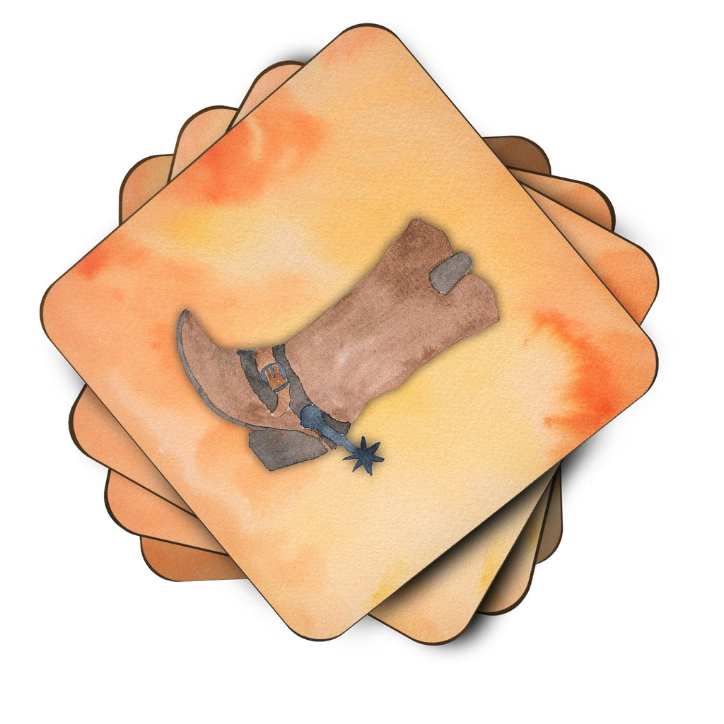 Cowboy Boot Watercolor Foam Coasters Set of 4 Cup Coasters for Indoor Outdoor, Tabletop Protection, Anti Slip, Mouse pad Material
