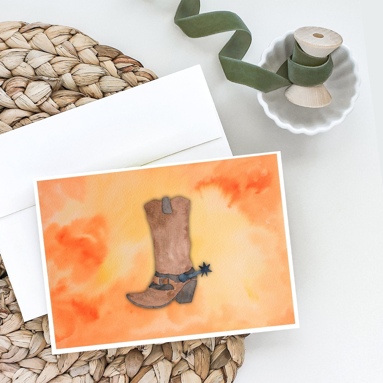 Cowboy Boot Watercolor Greeting Cards Pack of 8 Blank Cards with Envelopes Whimsical A7 Size 5x7