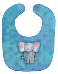 Blue Elepant Watercolor Baby Bib Easy-Clean Baby Bib Baby Feeding Accessory Baby Mealtime Essential, 10 x 13, Multicolor