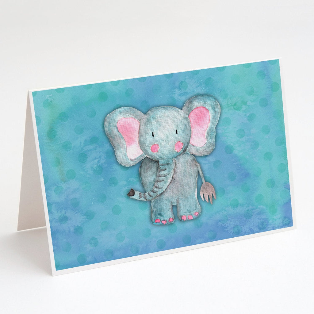 Blue Elepant Watercolor Greeting Cards Pack of 8 Blank Cards with Envelopes Whimsical A7 Size 5x7