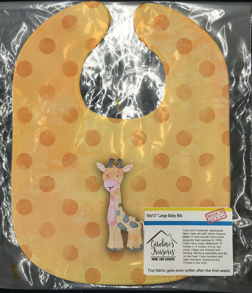 Polkadot Griaffe Watercolor Baby Bib Easy-Clean Baby Bib Baby Feeding Accessory Baby Mealtime Essential, 10 x 13, Multicolor