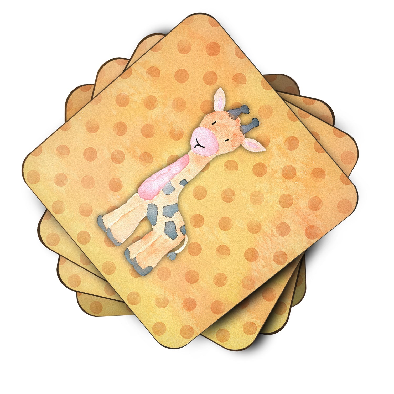 Polkadot Griaffe Watercolor Foam Coasters Set of 4 Cup Coasters for Indoor Outdoor, Tabletop Protection, Anti Slip, Mouse pad Material