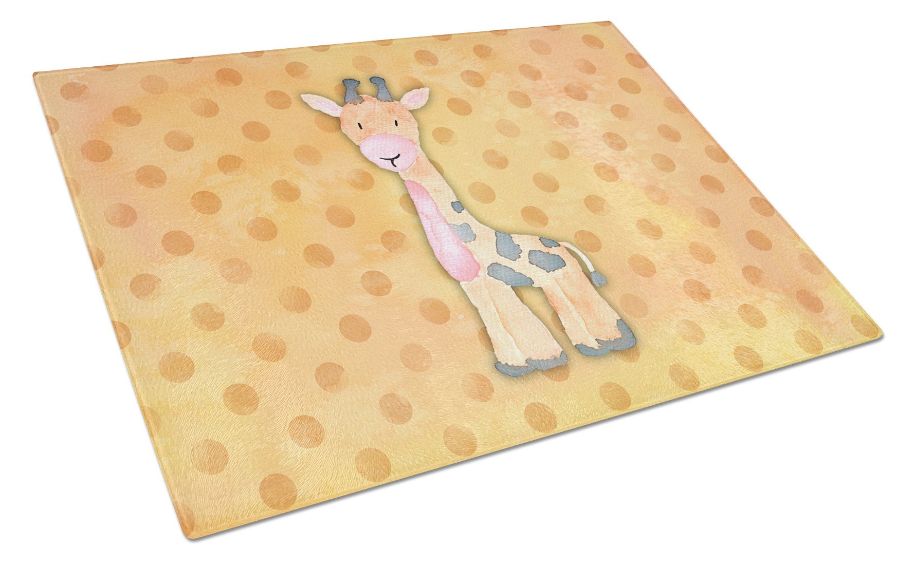 Polkadot Griaffe Watercolor Cutting Board Tempered Glass Kitchen Cutting Surface, Heat Resistant Chopping, Non-Slip Feet, Food Prep & Serving