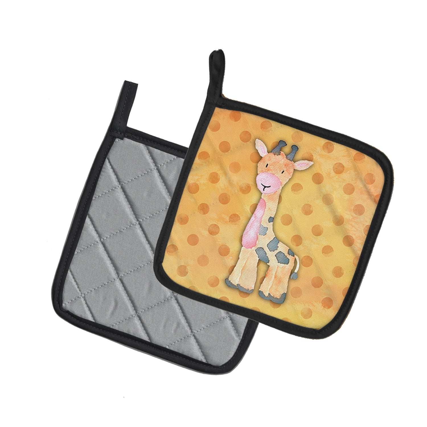 Polkadot Griaffe Watercolor Pot Holder Set of 2 Heat Resistant Quilted Hot Pads 7.5 x 7.5 Inch, Insulated Kitchen Trivets for Cooking & Baking