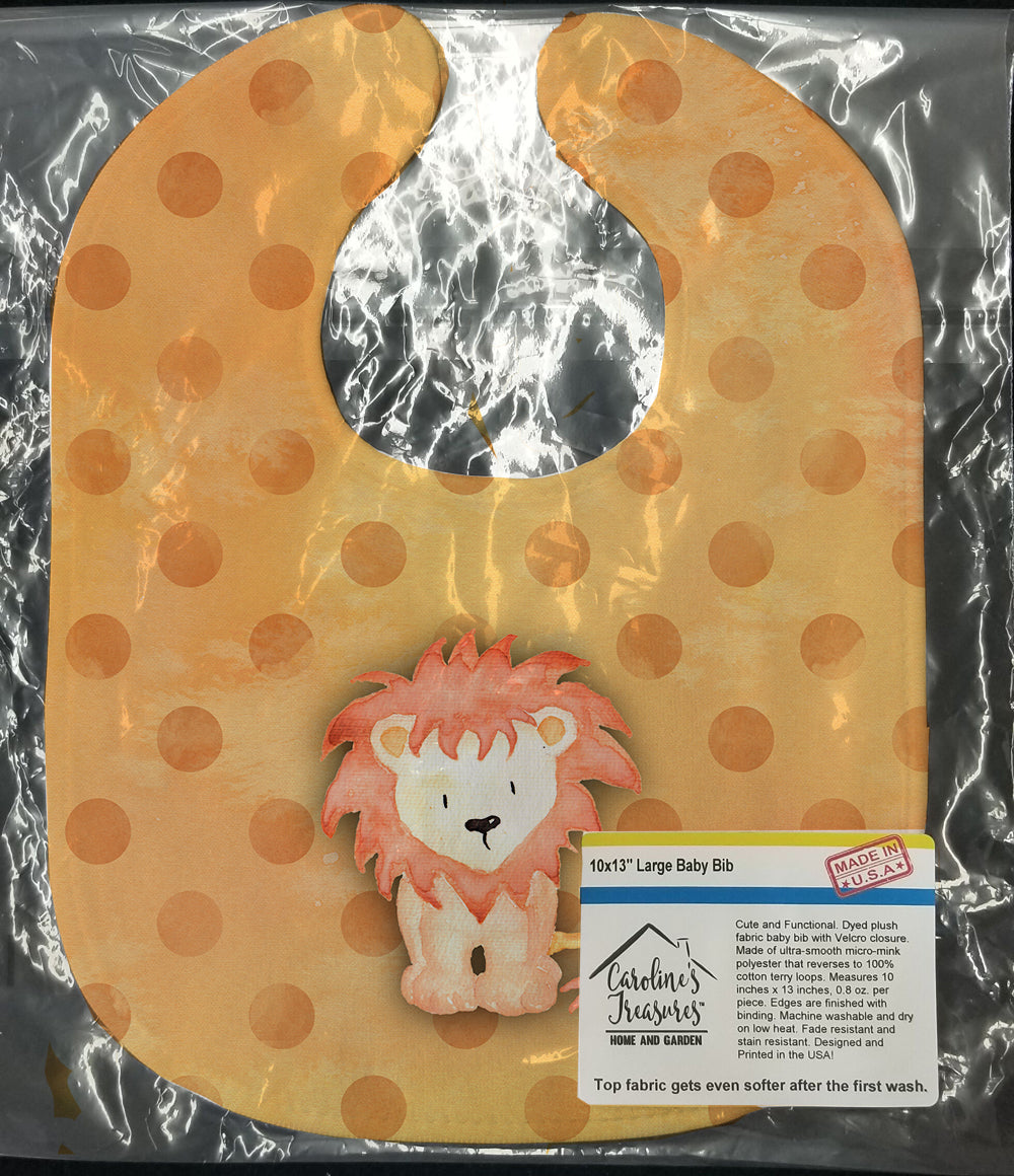 Polkadot Lion Watercolor Baby Bib Easy-Clean Baby Bib Baby Feeding Accessory Baby Mealtime Essential, 10 x 13, Multicolor