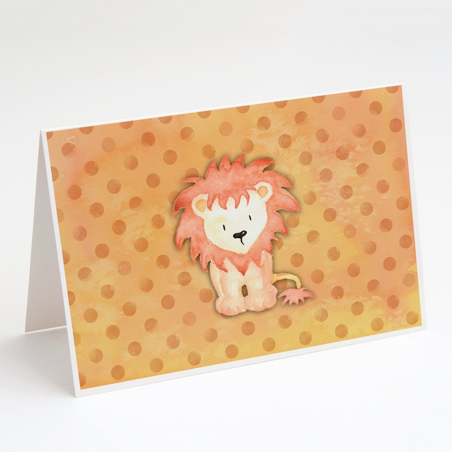 Polkadot Lion Watercolor Greeting Cards Pack of 8 Blank Cards with Envelopes Whimsical A7 Size 5x7