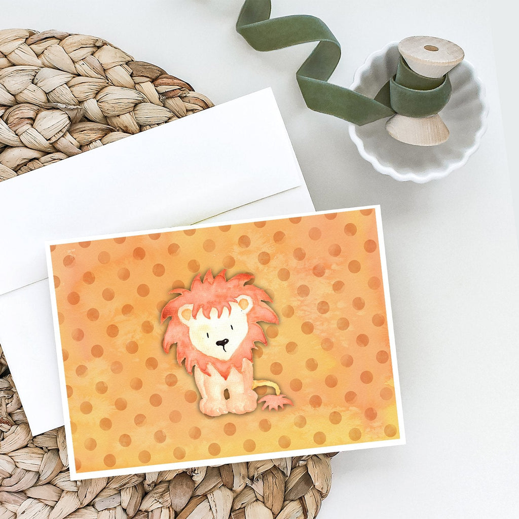 Polkadot Lion Watercolor Greeting Cards Pack of 8 Blank Cards with Envelopes Whimsical A7 Size 5x7