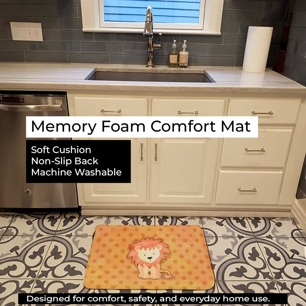 Polkadot Lion Watercolor Memory Foam Kitchen Mat Machine Washable Anti-Fatigue Cushion Comfort Bath or Kitchen Rug