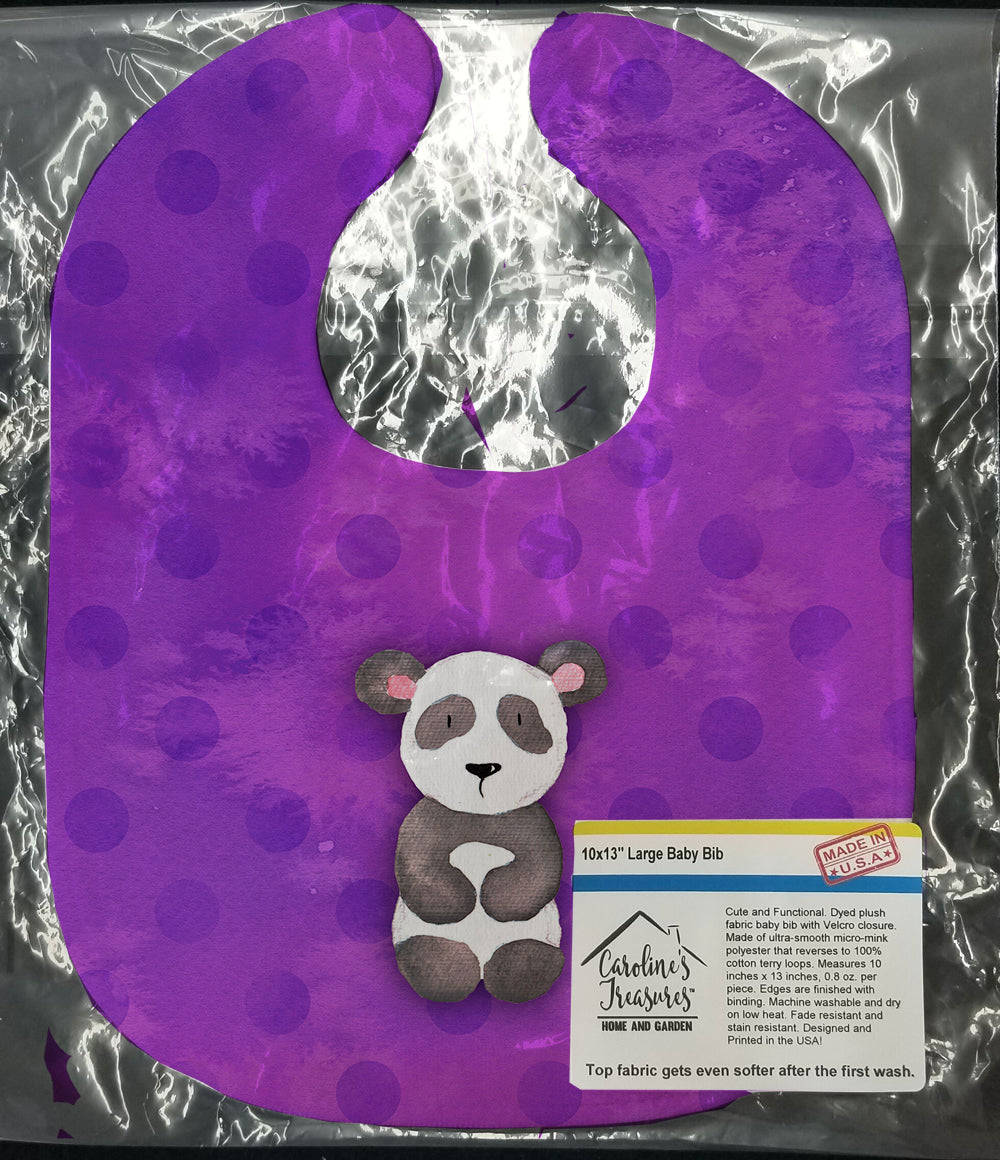 Polkadot Panda Bear Watercolor Baby Bib Easy-Clean Baby Bib Baby Feeding Accessory Baby Mealtime Essential, 10 x 13, Multicolor