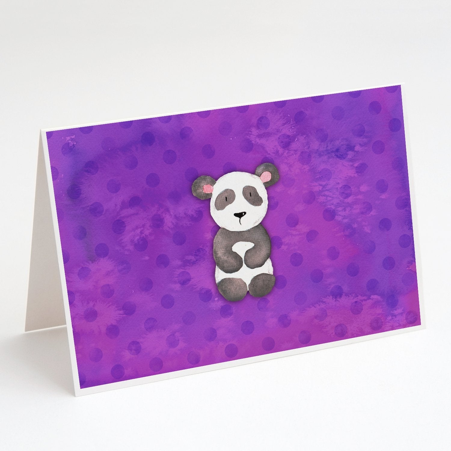 Polkadot Panda Bear Watercolor Greeting Cards Pack of 8 Blank Cards with Envelopes Whimsical A7 Size 5x7