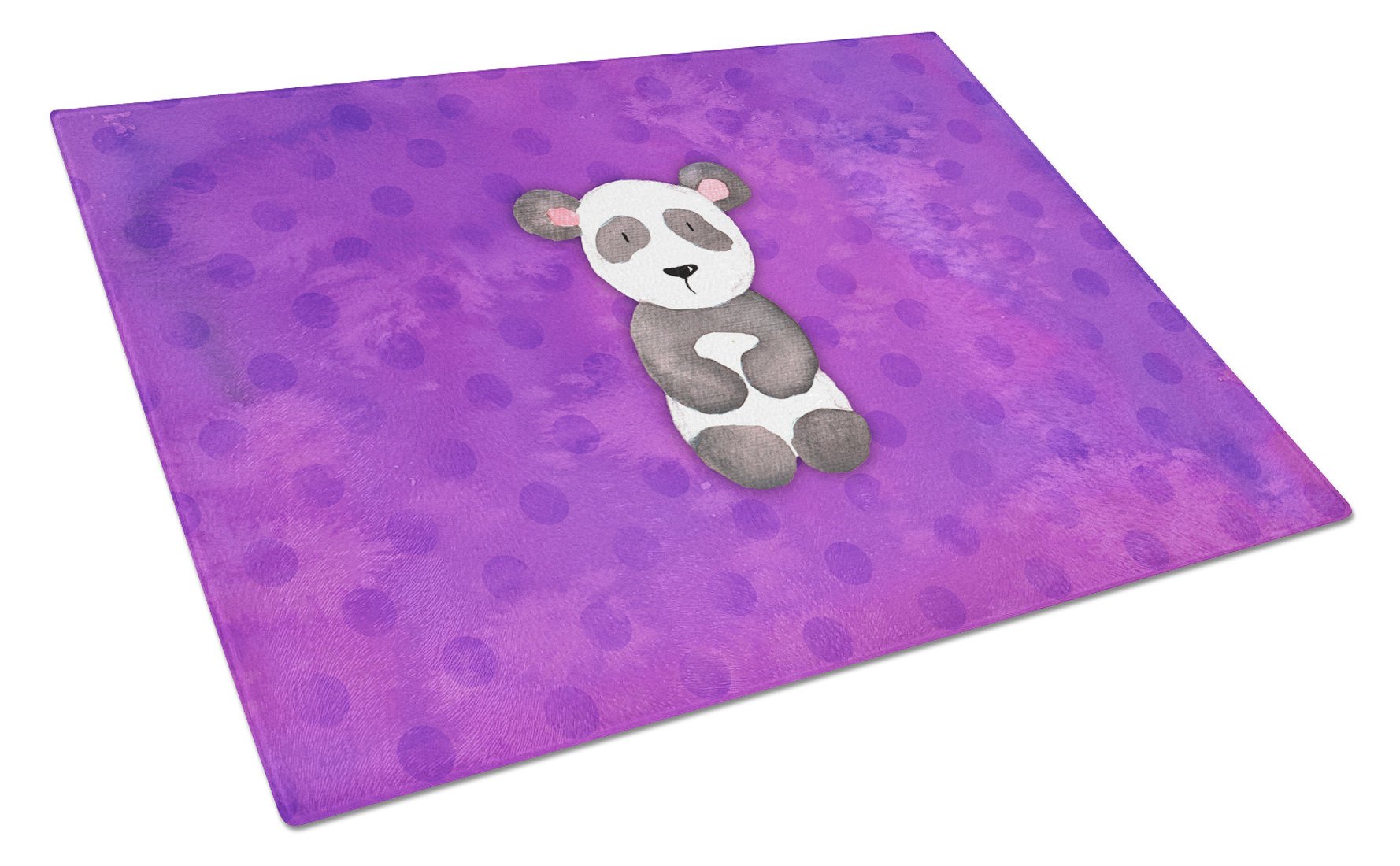 Polkadot Panda Bear Watercolor Cutting Board Tempered Glass Kitchen Cutting Surface, Heat Resistant Chopping, Non-Slip Feet, Food Prep & Serving