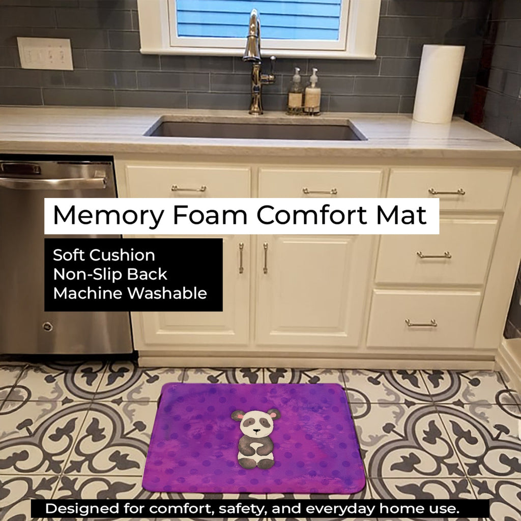 Polkadot Panda Bear Watercolor Memory Foam Kitchen Mat Machine Washable Anti-Fatigue Cushion Comfort Bath or Kitchen Rug