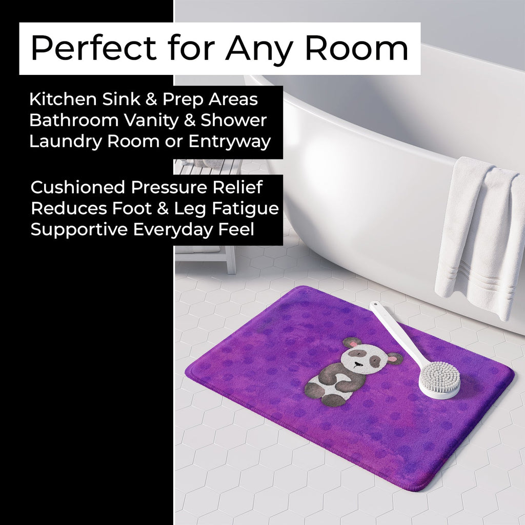 Polkadot Panda Bear Watercolor Memory Foam Kitchen Mat Machine Washable Anti-Fatigue Cushion Comfort Bath or Kitchen Rug
