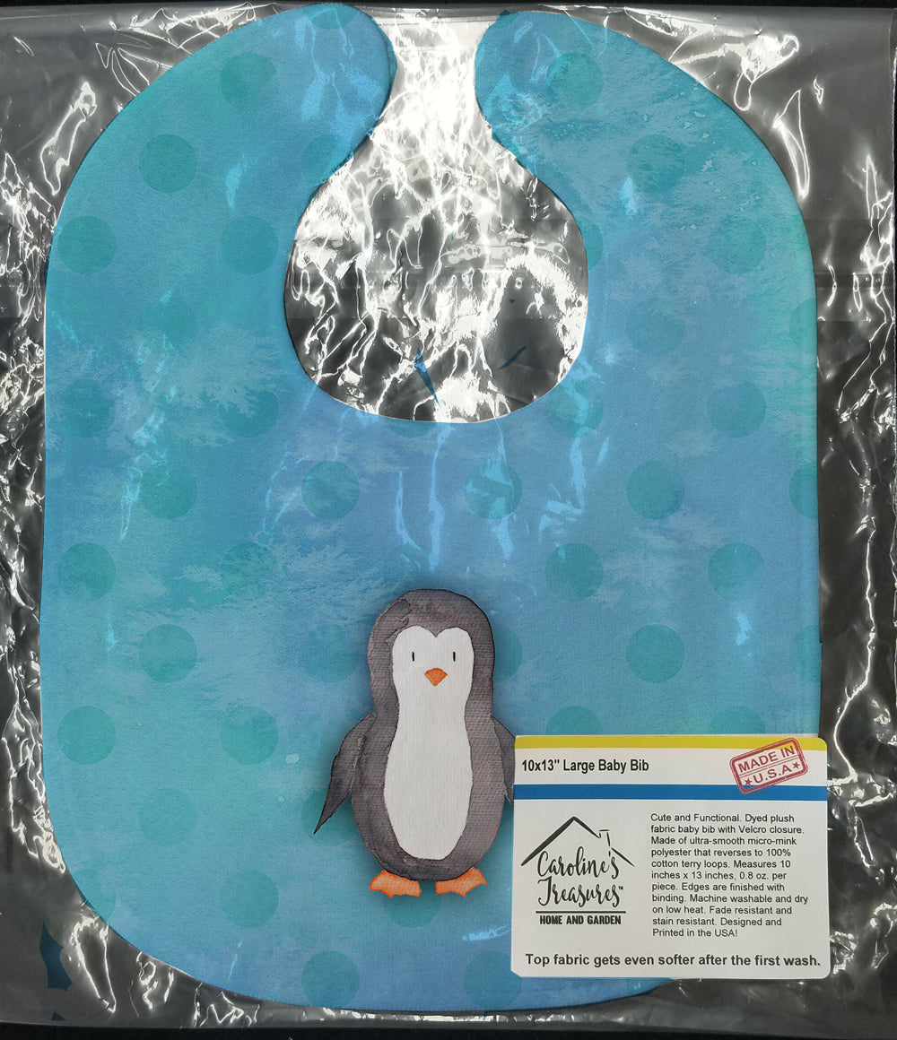 Polkadot Penguin Watercolor Baby Bib Easy-Clean Baby Bib Baby Feeding Accessory Baby Mealtime Essential, 10 x 13, Multicolor
