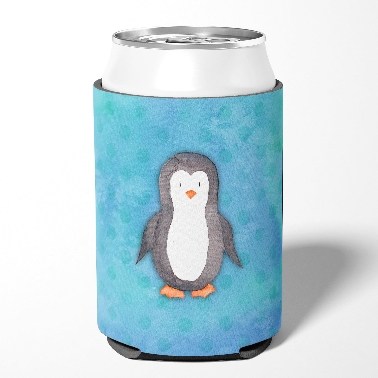 Polkadot Penguin Watercolor Can or Bottle Hugger Cooler Sleeve for Standard 12 oz Cans, Insulated Foam Beer & Soda Can Hugger Reusable