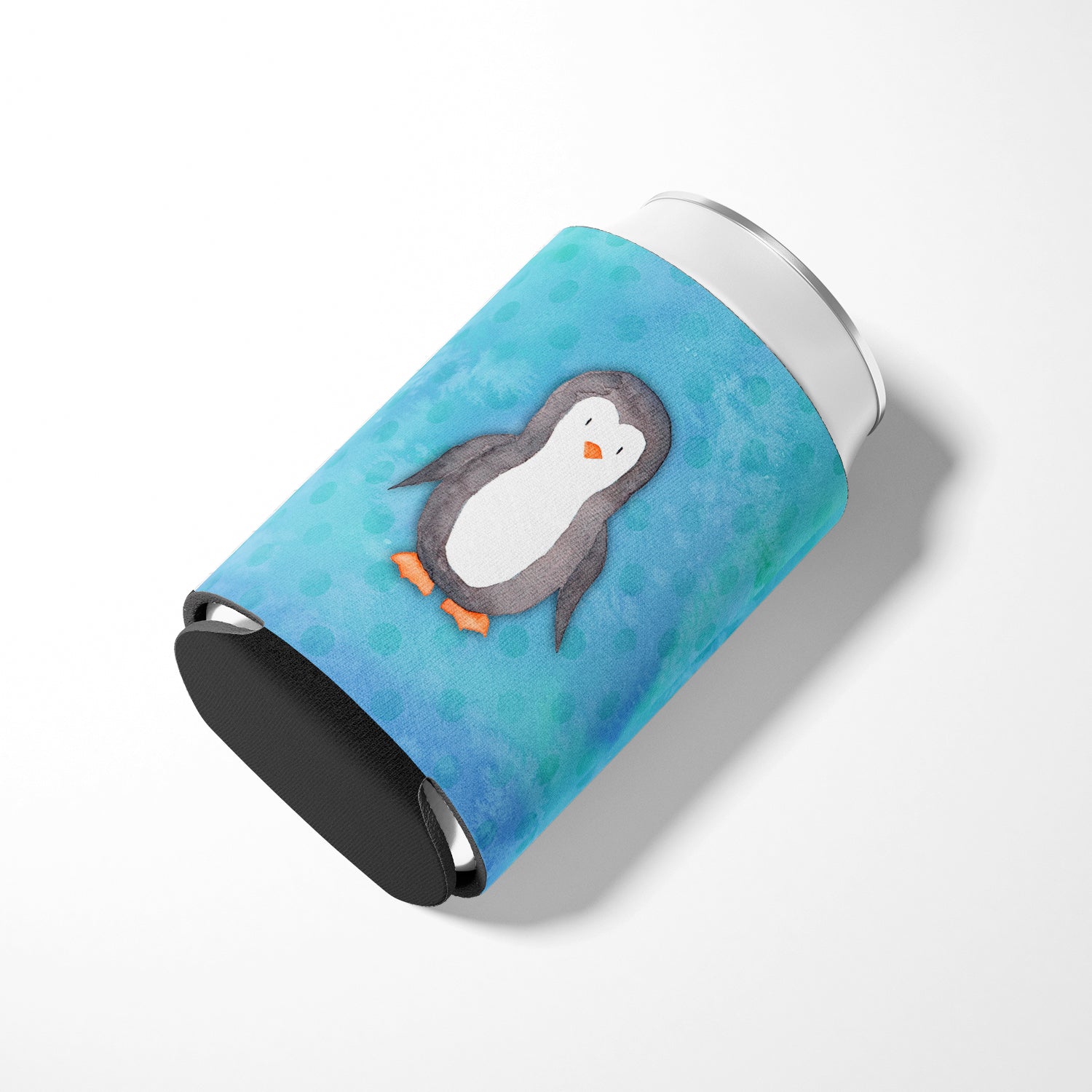Polkadot Penguin Watercolor Can or Bottle Hugger Cooler Sleeve for Standard 12 oz Cans, Insulated Foam Beer & Soda Can Hugger Reusable
