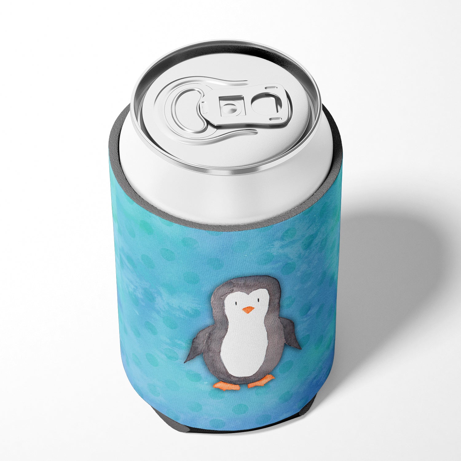 Polkadot Penguin Watercolor Can or Bottle Hugger Cooler Sleeve for Standard 12 oz Cans, Insulated Foam Beer & Soda Can Hugger Reusable