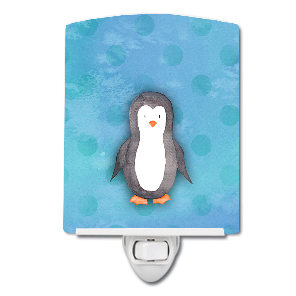 Polkadot Penguin Watercolor Ceramic Night Light Compact, UL-Certified, Ideal for Bedroom, Bathroom, Nursery, Hallway, Kitchen, 6x4x3, Multicolor