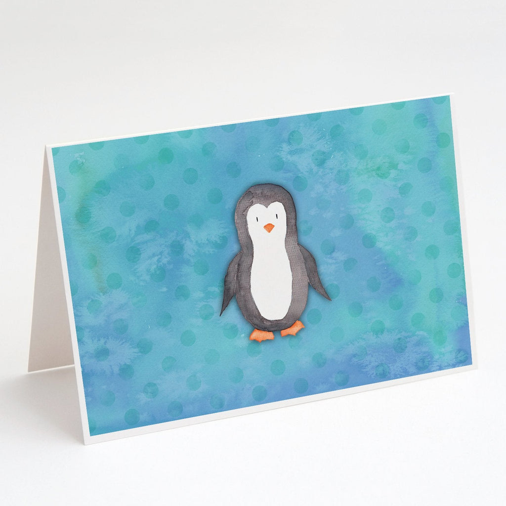 Polkadot Penguin Watercolor Greeting Cards Pack of 8 Blank Cards with Envelopes Whimsical A7 Size 5x7